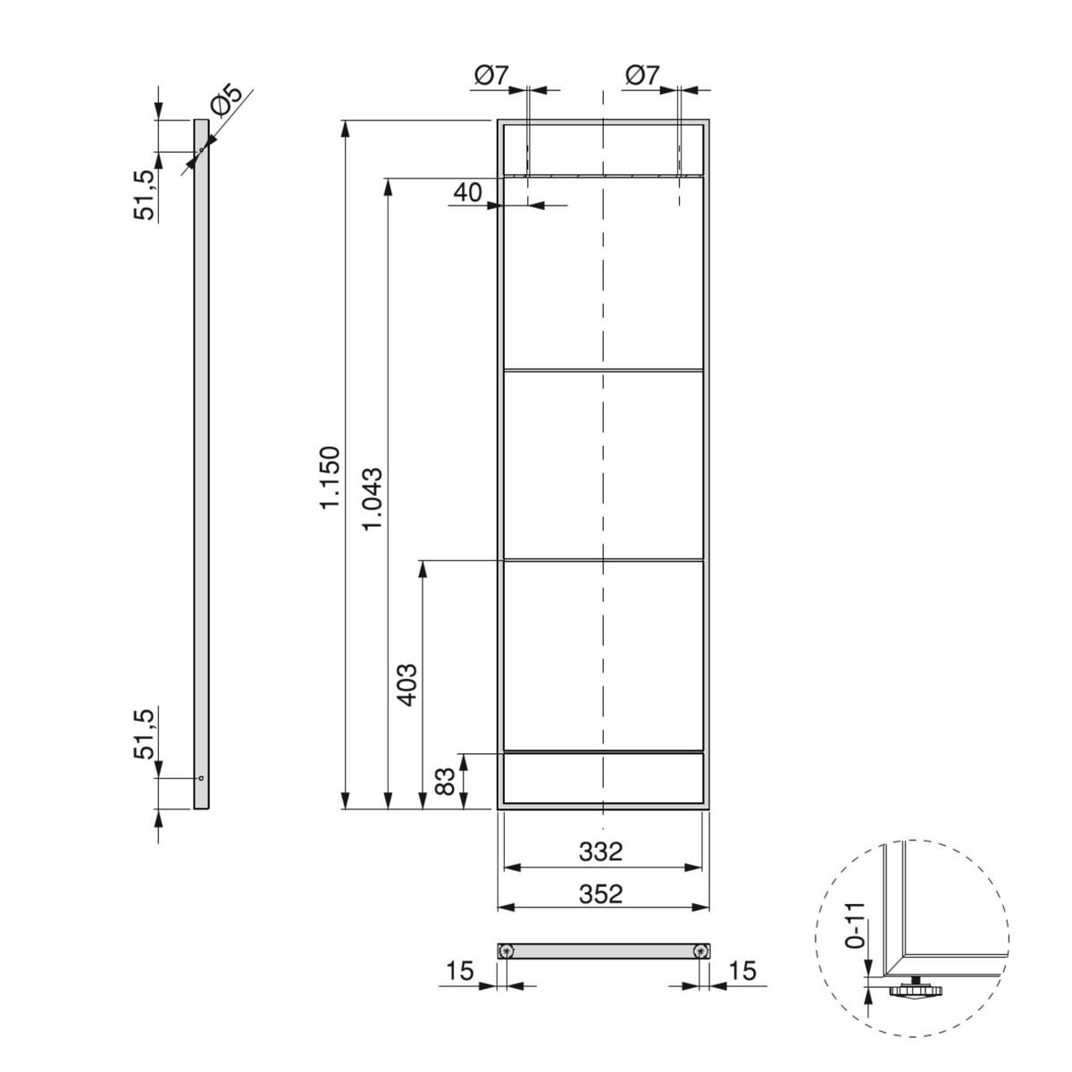 REGALRAHMEN Lader, Set, Höhe 1150mm, Stahl, Schwarz lackiert - Schwarz, Metall (36.5/7/116.5cm) - EMUCA