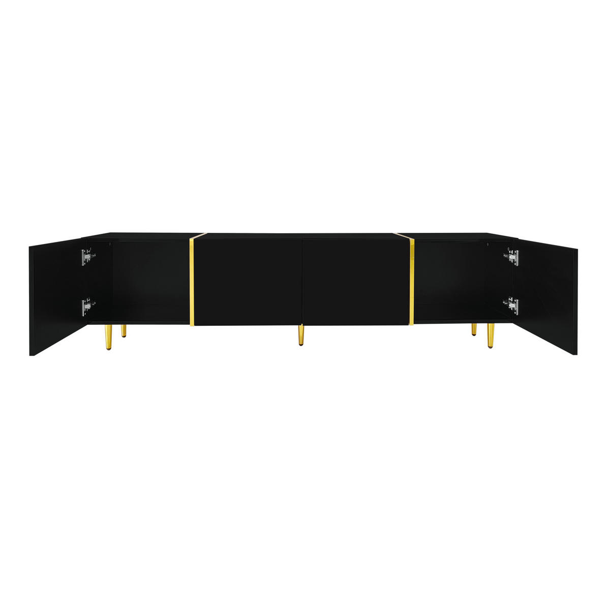 LOWBOARD 170/35/46 cm aus MDF mit Hochglanzoberfläche und 4 Türen Schwarz - Schwarz, Holzwerkstoff (170/46/35cm) - Modenvie