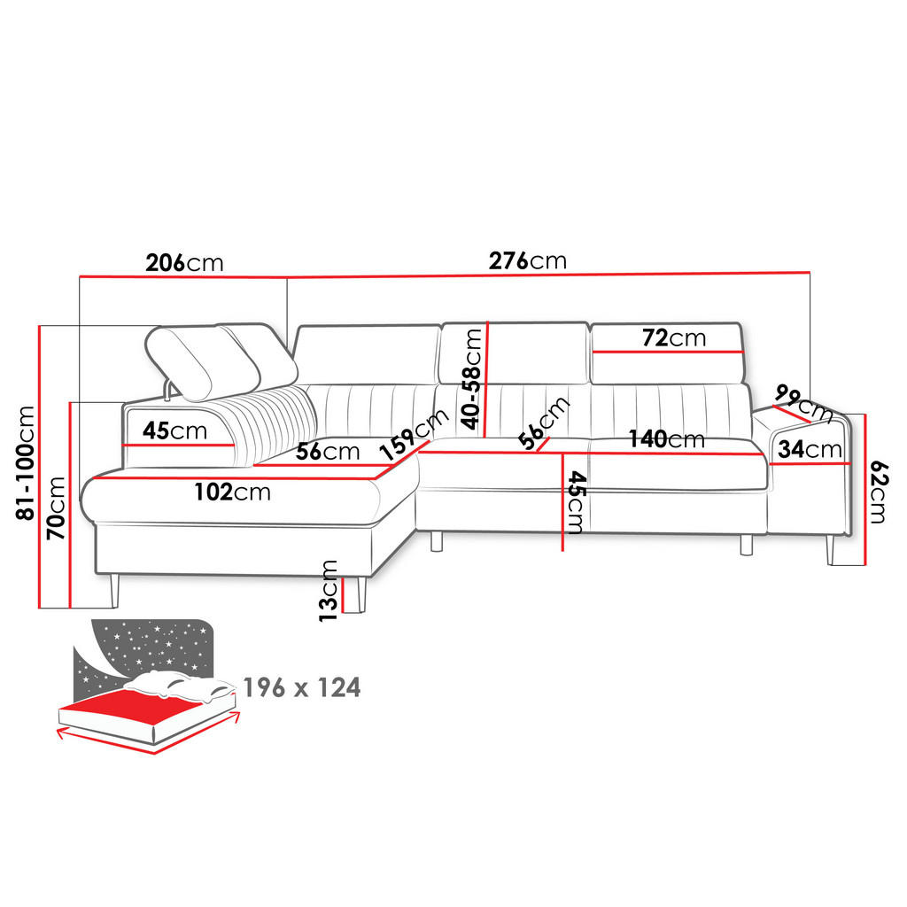 Thumbnail - Mirjan24 Ecksofa, Bronze, Textil, 5-Sitzer, Ottomane links,L-Form, rund, 276x206 cm, Wohnzimmer, Sofas & Couches, Wohnla...