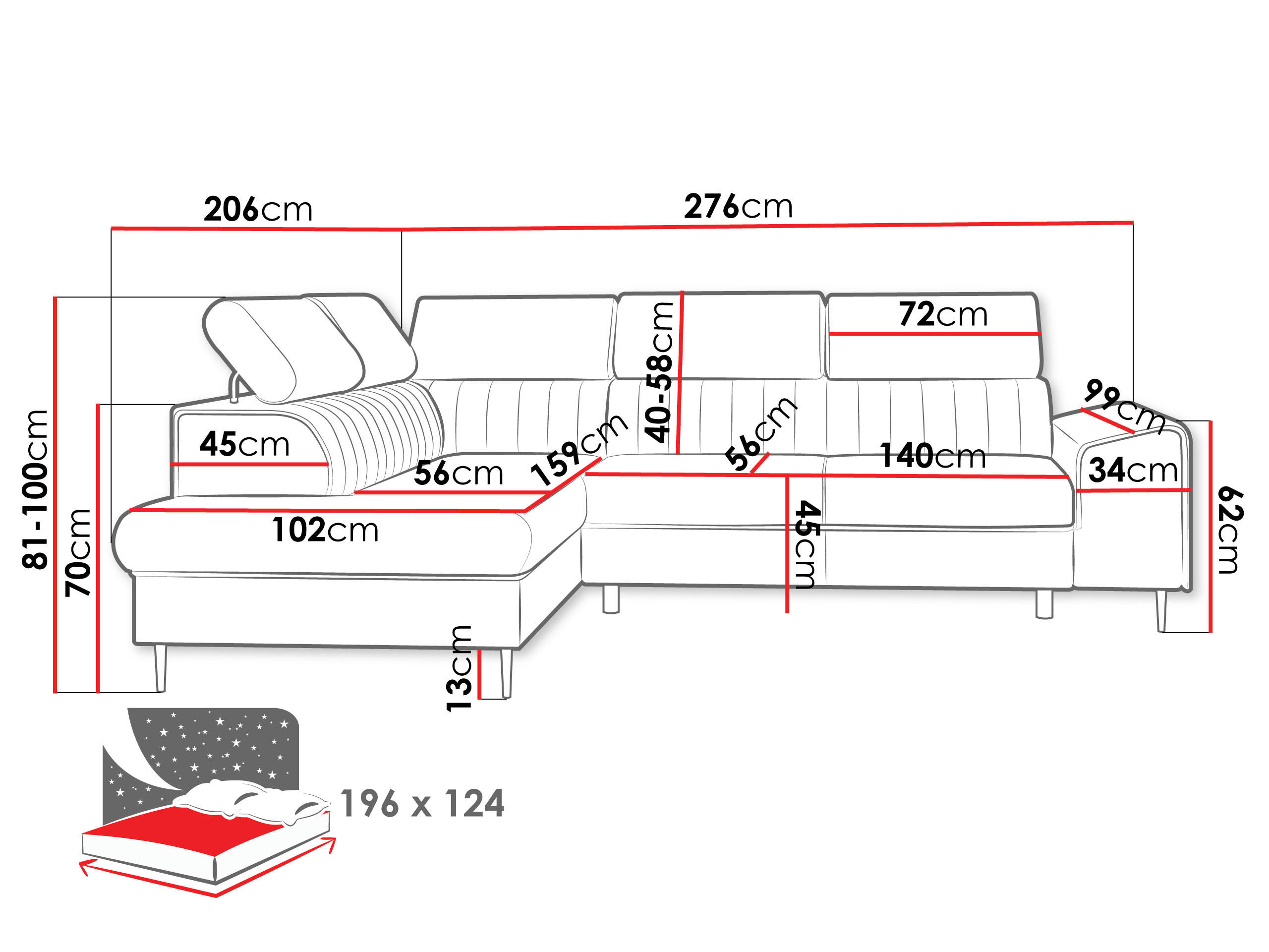 Thumbnail - Mirjan24 Ecksofa, Dunkelblau, Textil, 5-Sitzer, Ottomane links,L-Form, rund, 276x206 cm, Wohnzimmer, Sofas & Couches, Wo...