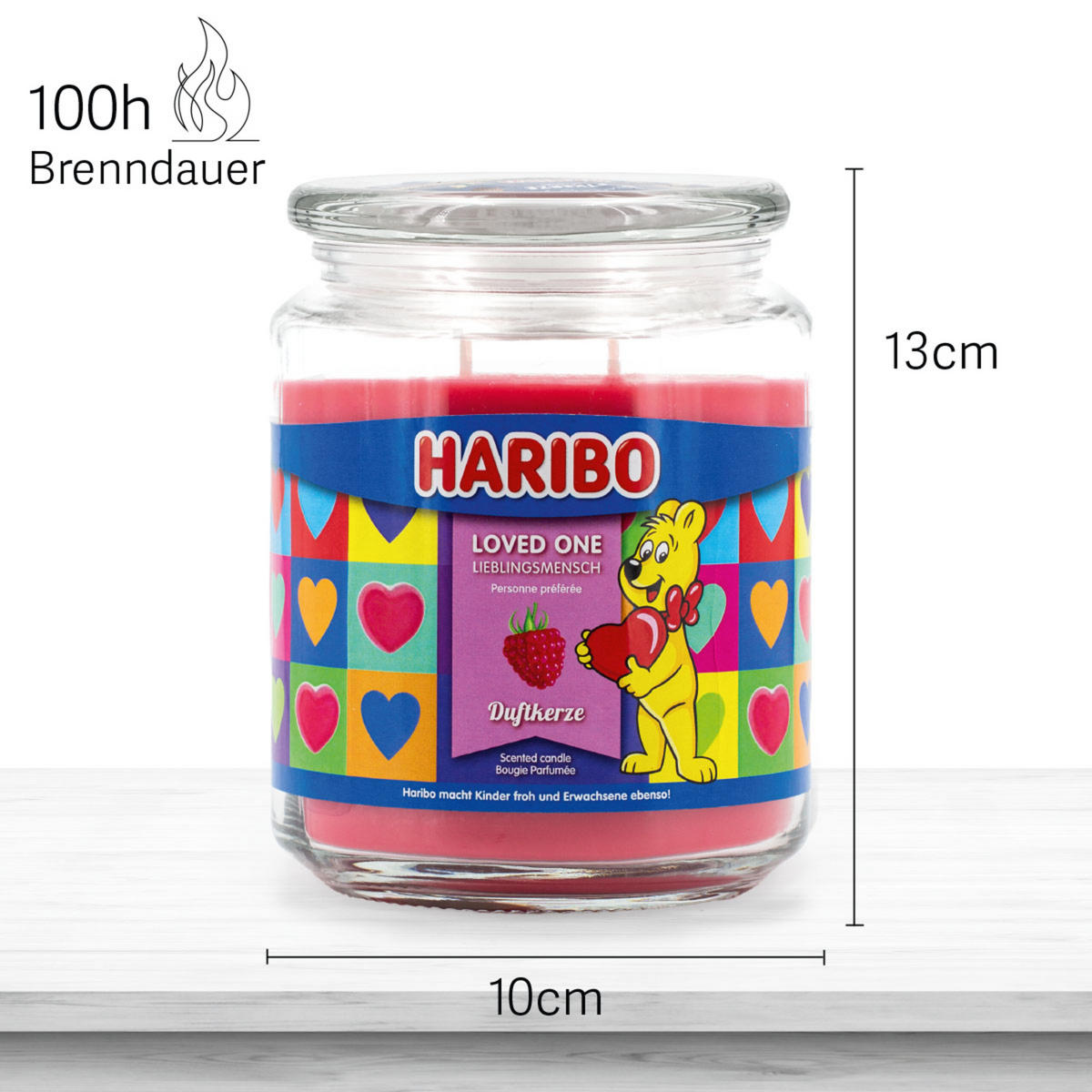 DUFTKERZE Haribo - Rot, Glas/Naturmaterialen (13cm)