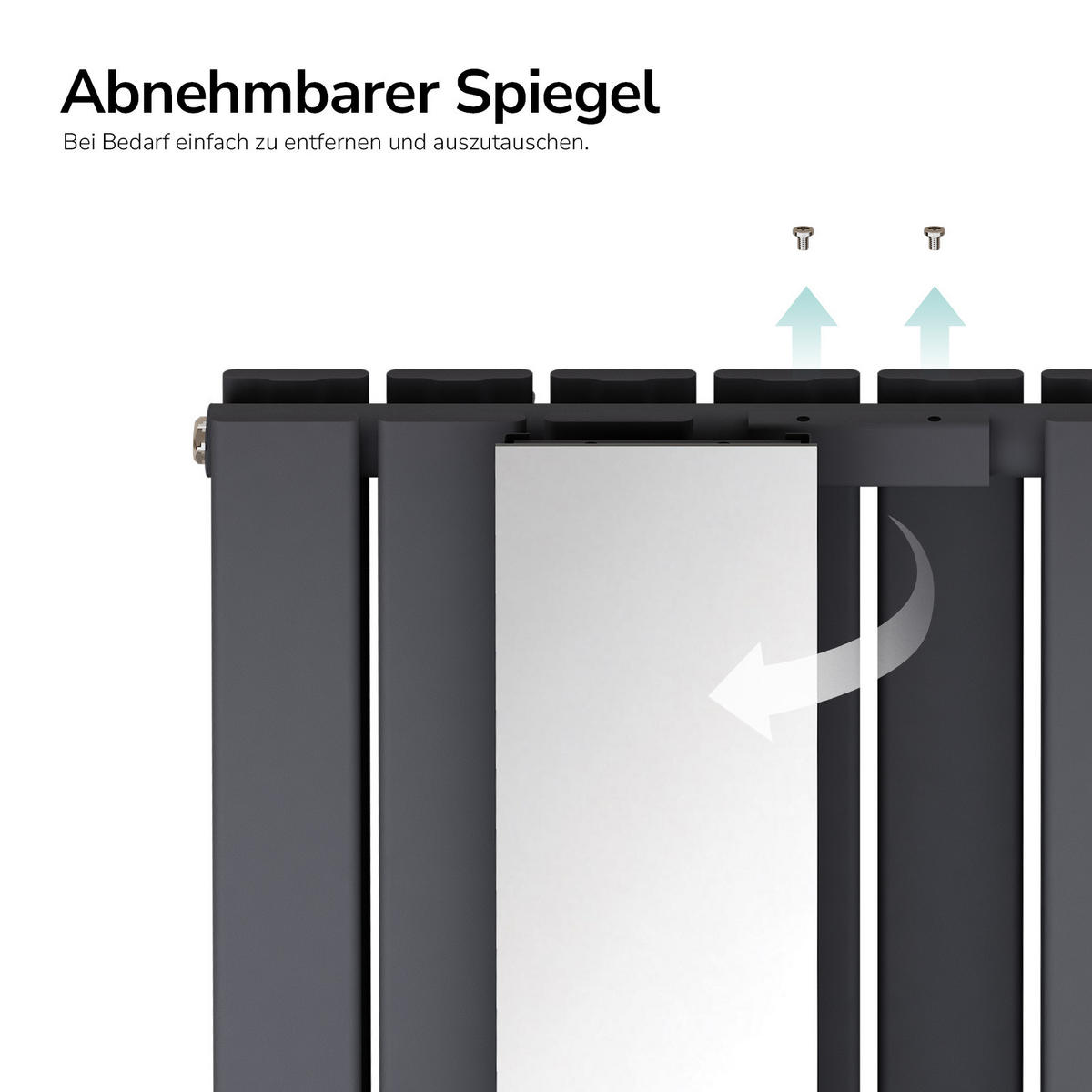 HEIZKÖRPER Flachheizkörper mit Spiegel Anthrazit 180/60,8 cm - Anthrazit, Metall (61/180/5cm) - EMKE