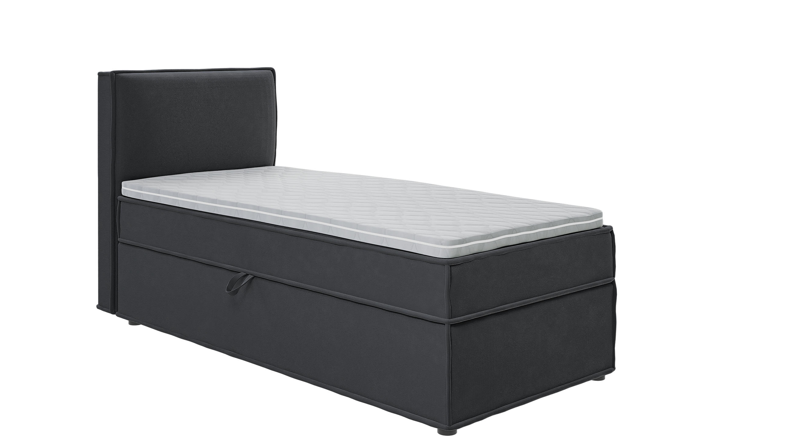 BOXBETT Eclipse 90/200 cm Graphit Luxusmicrofaser - Graphitfarben/Schwarz, Holz/Kunststoff (90/200cm) - S-Style Möbel