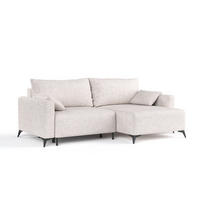 ROHOVÁ SEDAČKA NUVIO, textil, Písková - černá/písková barva, kov/dřevo (239/148cm) - AltaBeds