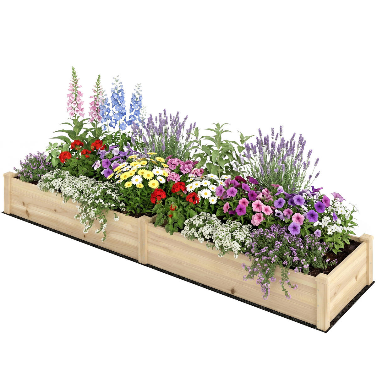HOCHBEET, Massivholz, 2 Pflanzbereiche, Vliesverkleidung, 244x61,5x27cm, wetterbeständig - Multicolor, Holzwerkstoff (244/27/61.5cm) - FORIOUS