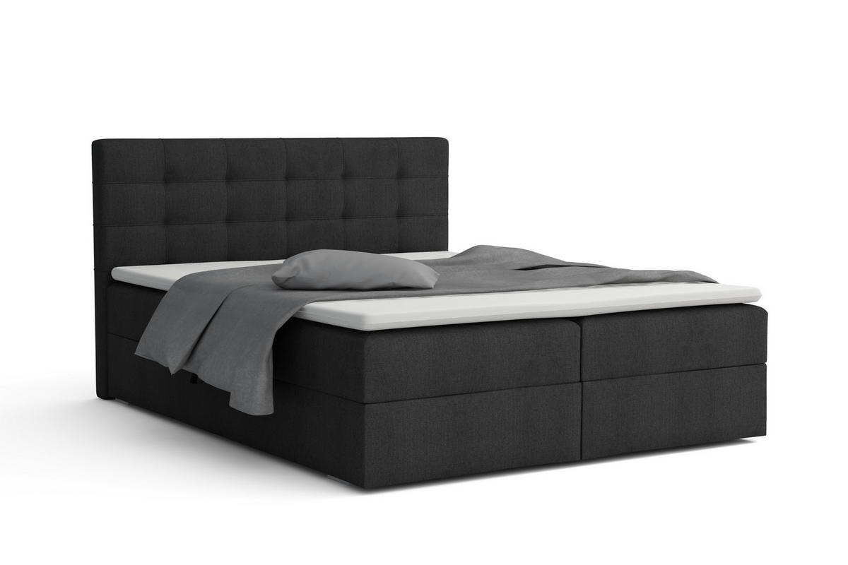 BOXBETT FLORIDA 160/200 in Velour Schwarz - Schwarz, Holz/Holzwerkstoff (160/200cm) - Deine Möbel 24
