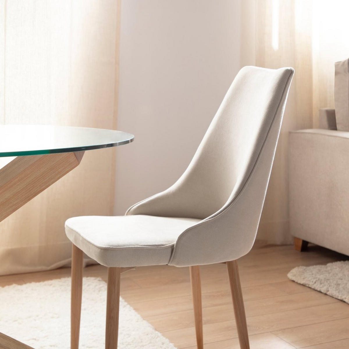 ESSZIMMERSTUHL Agnes Beige 45 cm x 95 cm - Beige, Textil (45/95/65cm) - Klast Home