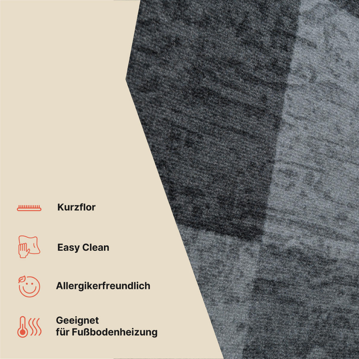 TEPPICHLÄUFER Anti-Rutsch Graphitfarben rutschfest Gummiunterlage 80/1400 cm - Graphitfarben, Textil (80/1400cm) - Tapiso