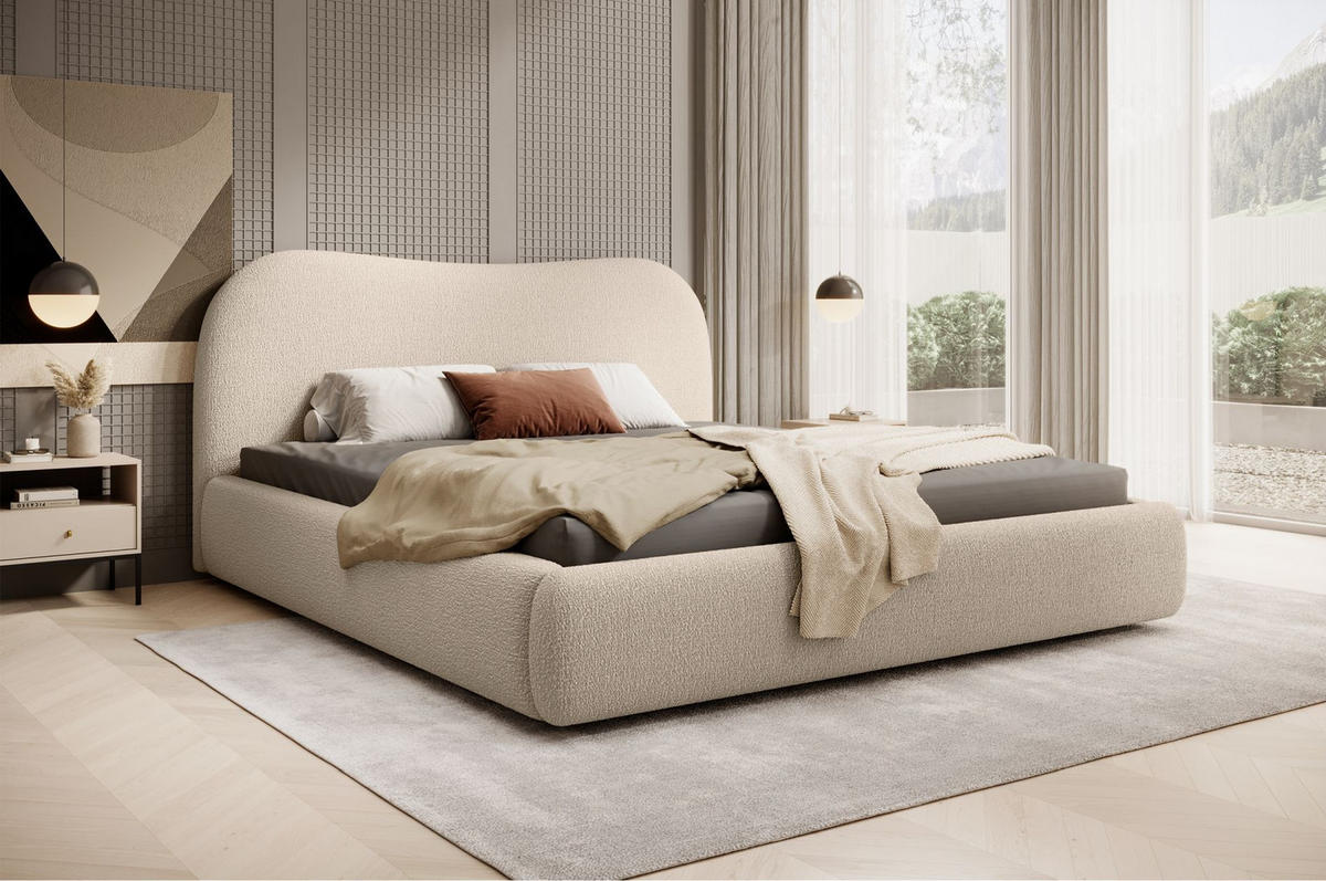 POLSTERBETT SIMSALO Beige 180x200 cm - Beige/Schwarz, Kunststoff/Textil (180/200cm) - Selsey