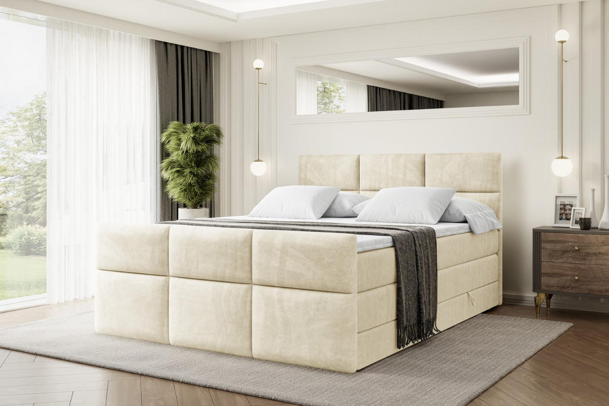 BOXSPRINGBETT OHIO-Z KING - 180x200 - H3/H4 - Beige - Beige, Holzwerkstoff (180/200cm) - ALTDECOR