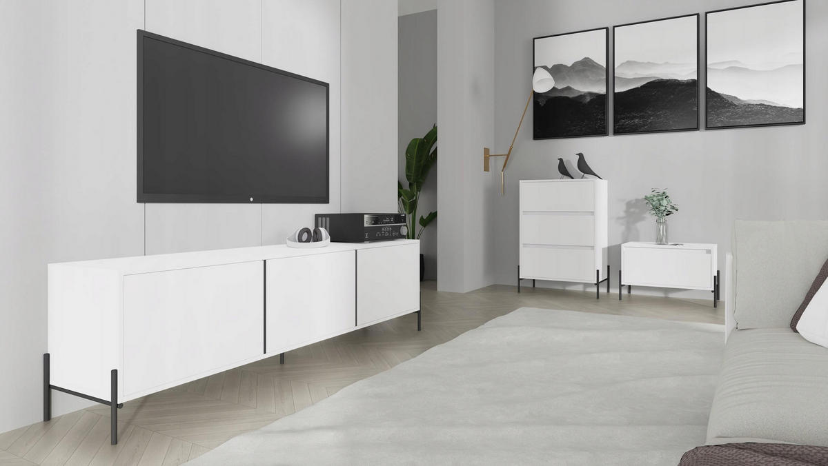 FERNSEHKOMMODE RURK Weiß 180/38/51 cm - Weiß, Holzwerkstoff (180/51/38cm) - Matkam Möbel