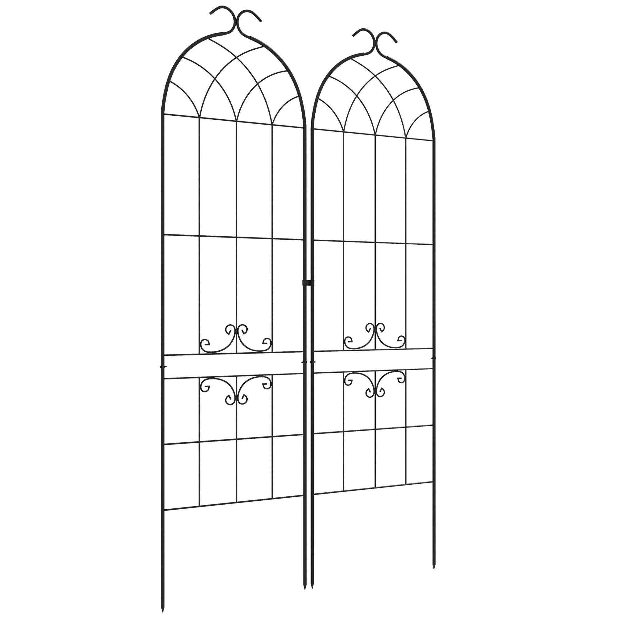 RANKGITTER DE-18321 2er-Set für Kletterpflanzen, 181 cm hoch Schwarz - Schwarz, Metall (1.3/181/50cm) - ComfortXL