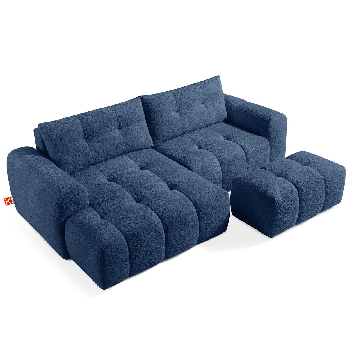 ECKSOFA LINKS RAVIA, Bouclé, Marineblau - Dunkelblau, Holz/Textil (256/104cm) - KONSIMO®