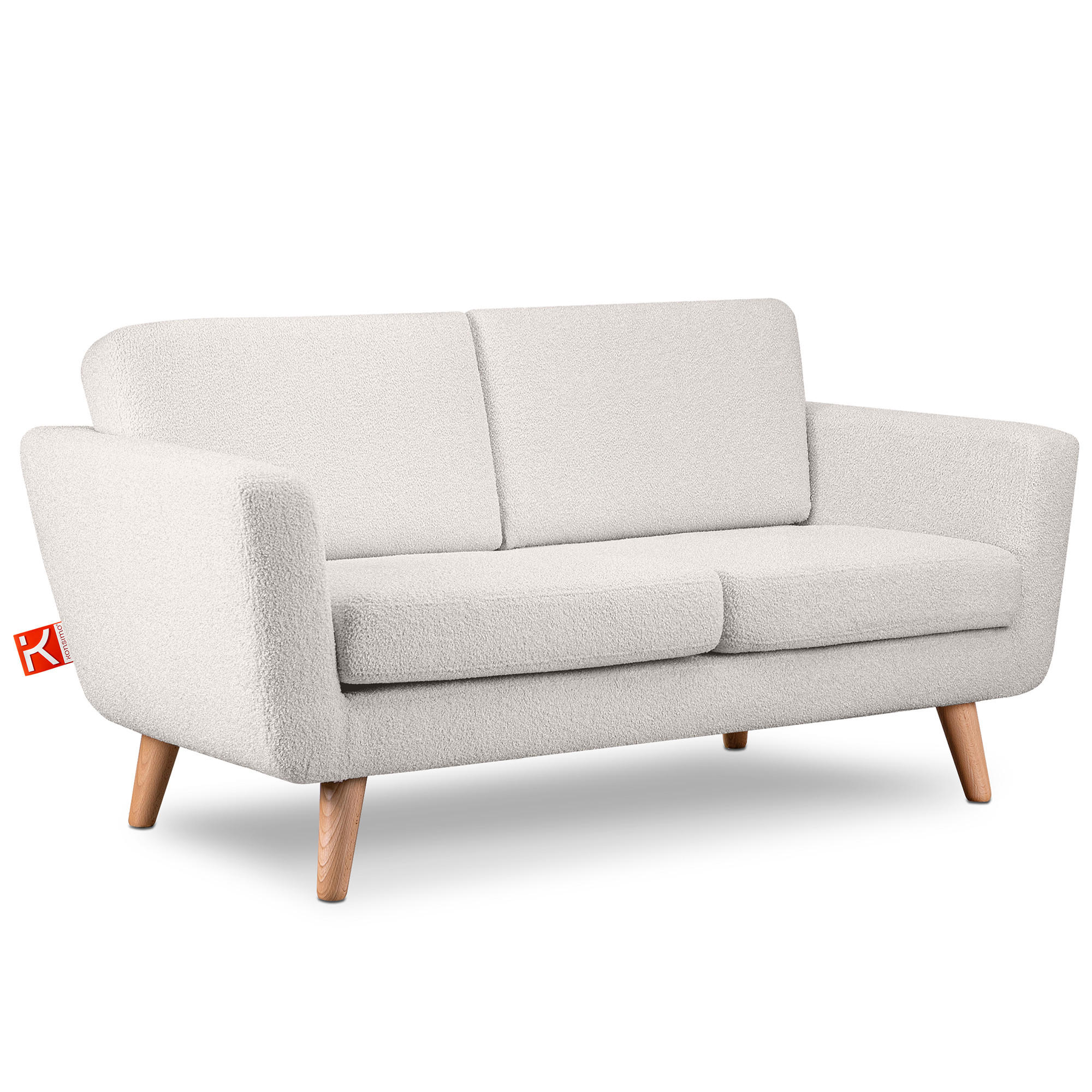 SOFA TAGIO mit Armlehnen, Weiß - Braun/Weiß, Buchenholz/Textil (153/80/84cm) - KONSIMO®