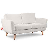 SOFA TAGIO mit Armlehnen, Weiß - Braun/Weiß, Buchenholz/Textil (153/80/84cm) - KONSIMO®