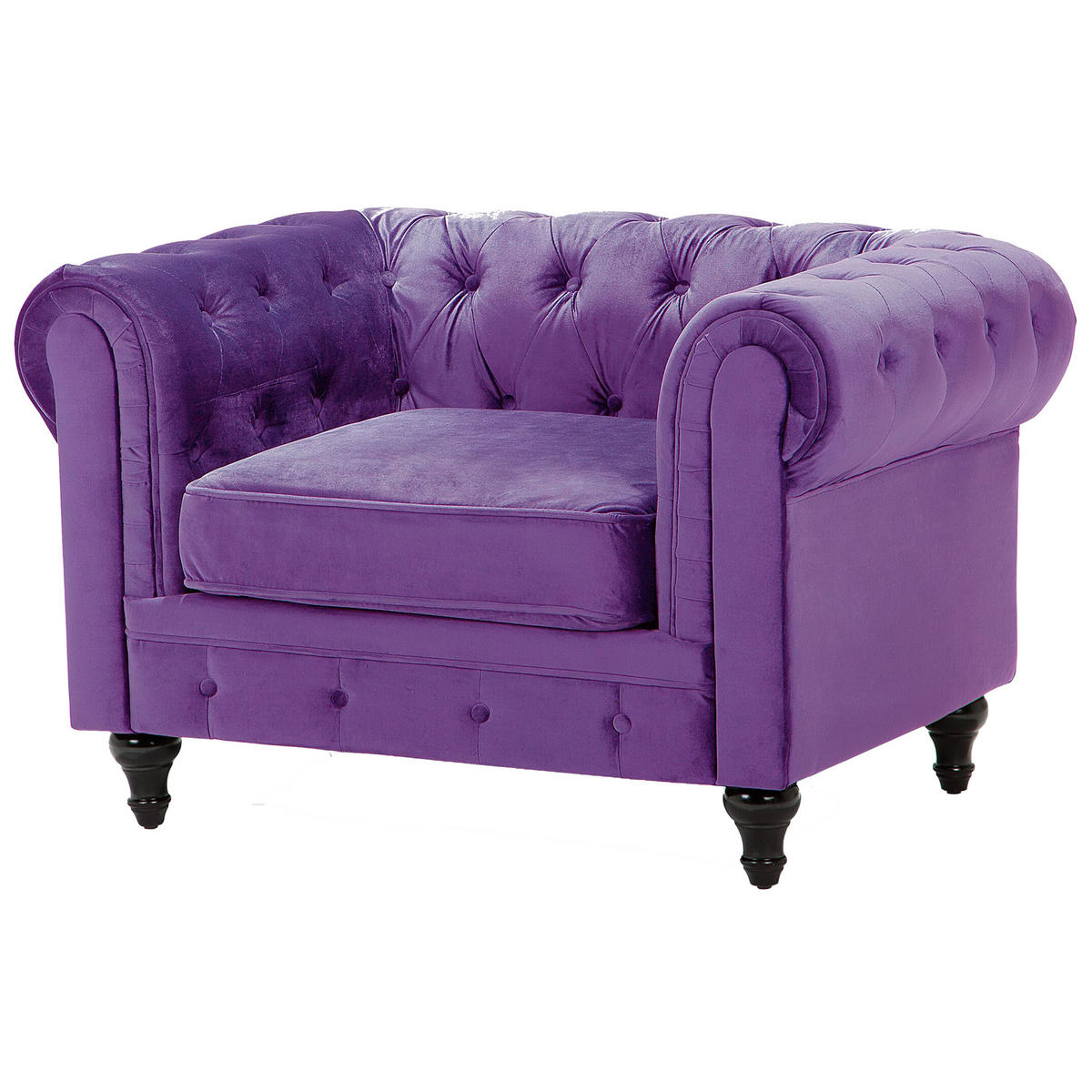 4-SITZER SOFA SET Samtstoff Violett Chesterfield - Violett, Textil (201/70/75cm) - Beliani
