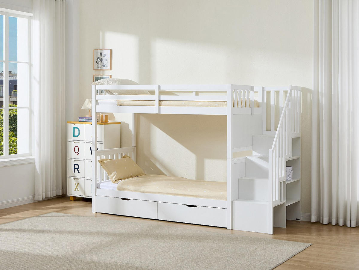 ETAGENBETT - 2 Personen - Holz, Platte - Weiß - - Weiß, Holz (90/190cm) - Vente-Unique