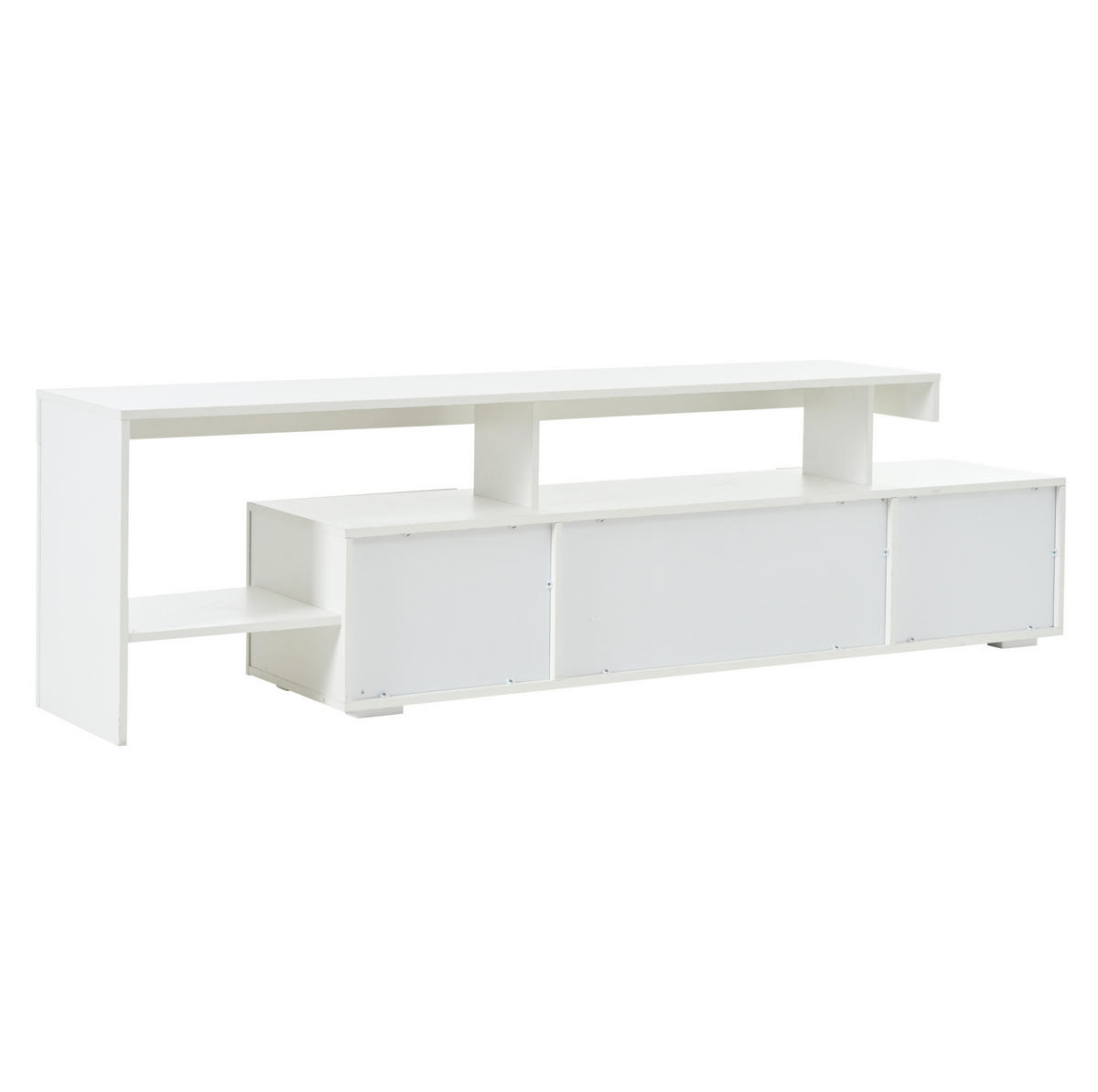 LOWBOARD 192/37/53 cm in Weiß mit LED-Beleuchtung und Hochglanzfront - Weiß, Holzwerkstoff (192/53/37cm) - Flora Grace