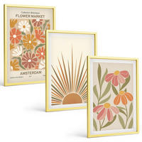 BILDER SET 3er Set - 40x60 cm Goldrahmen - Pastellfarbene Sonnenblumen - Goldfarben, Kunststoff (40/60cm) - TULUP
