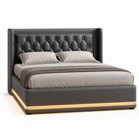 ČALOUNĚNÁ POSTEL 140/200 cm černá, úložný prostor, LED, USB/Type-C - černá, kov/kompozitní dřevo (140/200cm) - STILVORA