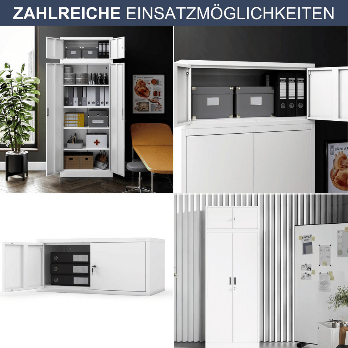 SCHRANKERWEITERUNG Aktenschrank mit 2 Flügeltüren 38x80x40cm Weiß - Weiß, Metall (80/38/40cm) - DELUKE