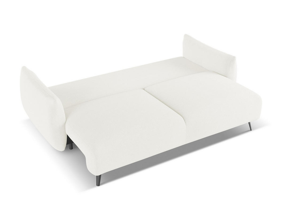 3-SITZER SOFA mit Schlaffunktion Chenille Stoff Weiß - Schwarz/Weiß, Textil/Metall (230/86/105cm) - Makamii