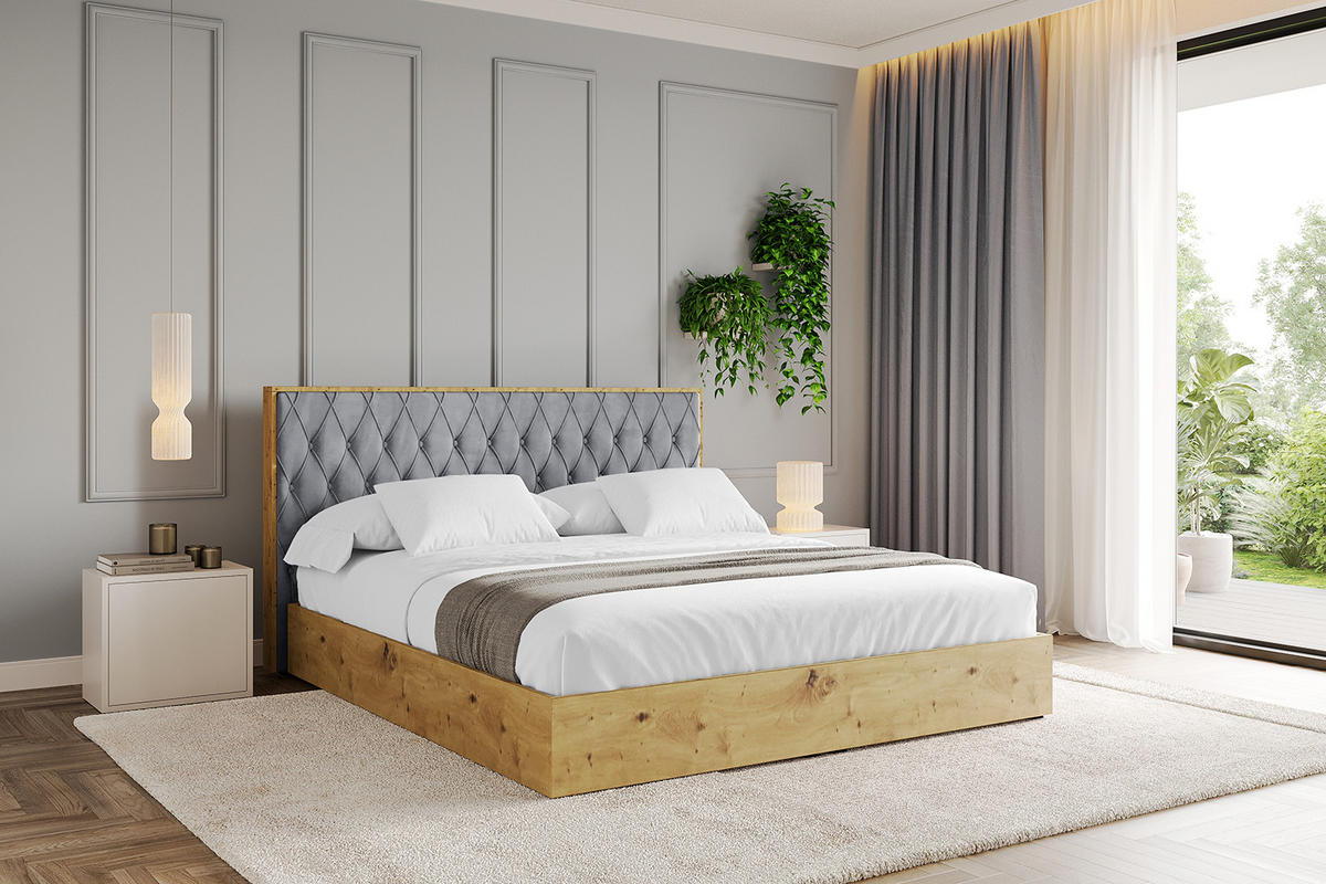 POLSTERBETT mit Bettkasten und Lattenrost, Bett mit Matratze H3/H4 - ENZO5 180x200 Grau - Grau, Holzwerkstoff/Textil (180/200cm) - ALTDECOR