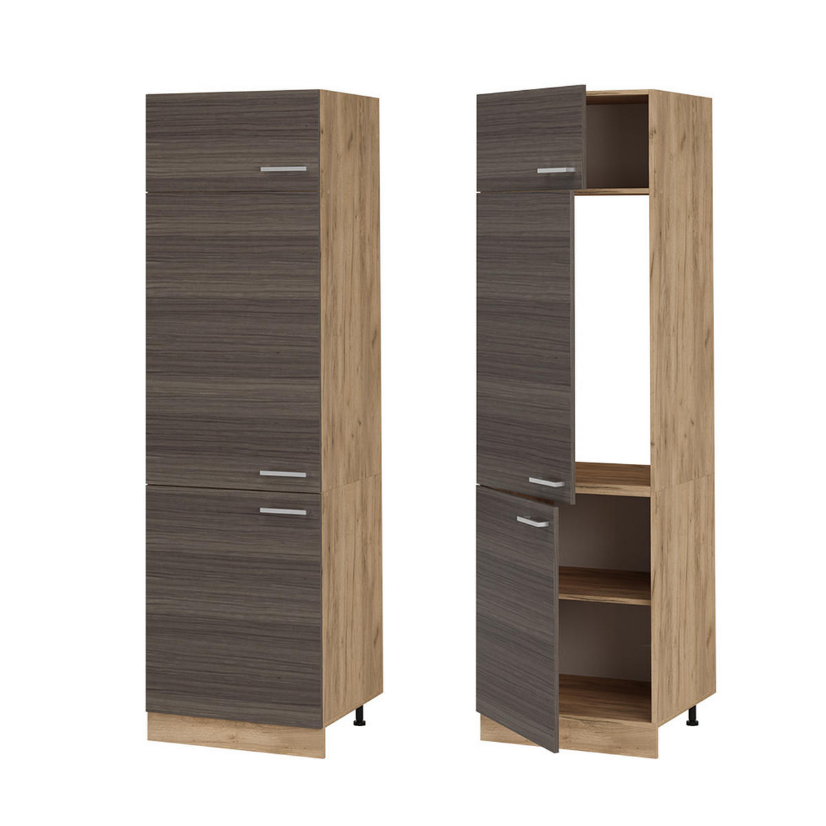 SKŘÍŇKA NA LEDNICI R-Line Ušlechtilá šedá - šedá/medově dubová, kompozitní dřevo (60/206.8/57.2cm) - Vicco