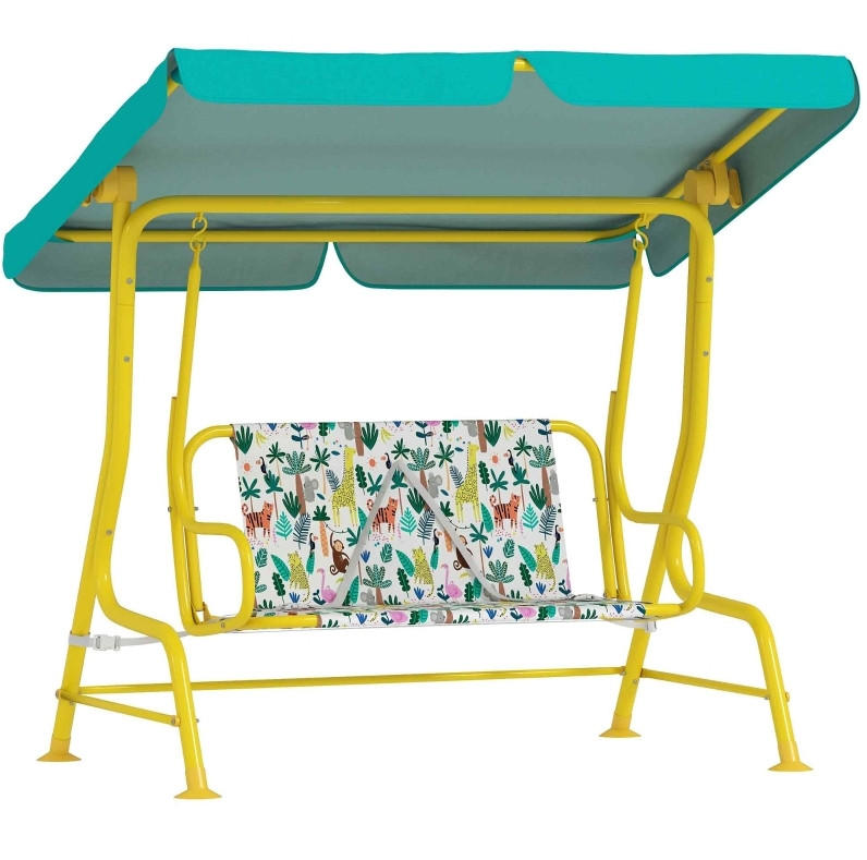 Modfu DĚTSKÁ hollywoodská houpačka z polyesteru 112x75x120 cm zelená s nastavitelnou stříškou
