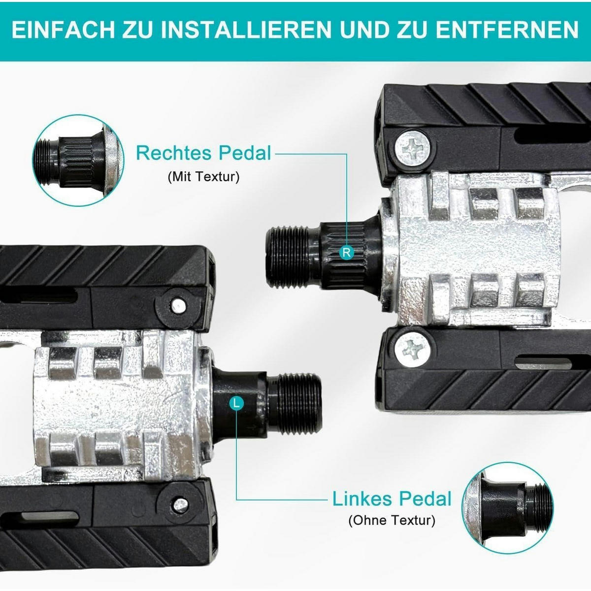FAHRRADPEDALE Klapppedal Alu mit Reflektoren & Anti-Rost - Schwarz, Metall (7/1.5/12.5cm)