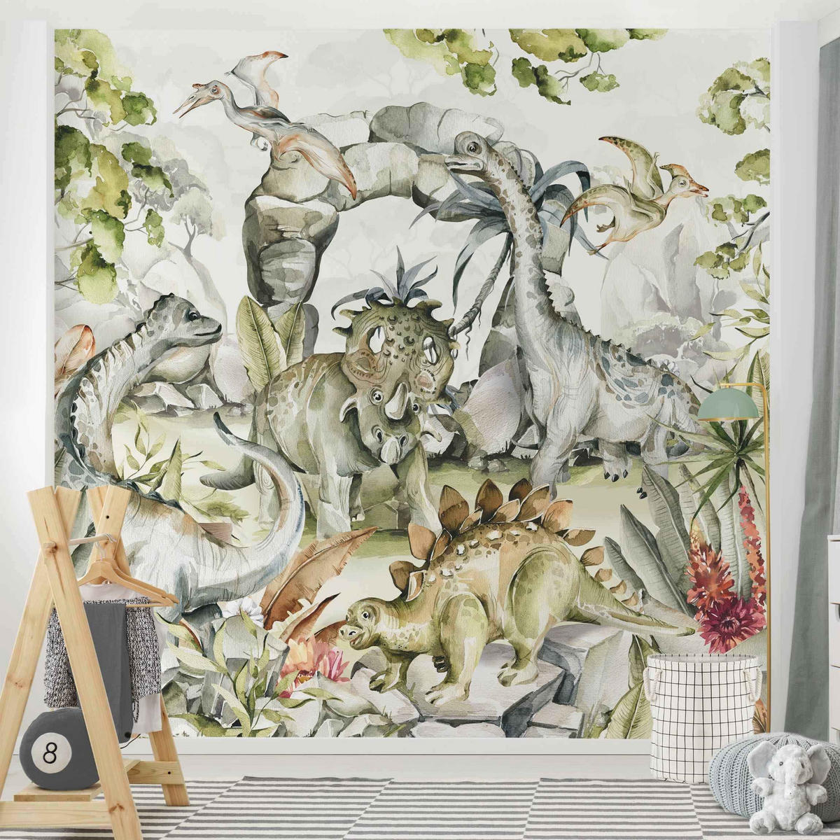 FOTOTAPETE Welt der Dinosaurier 288/288 cm - Grün, Papier (288/288cm) - Bilderwelten