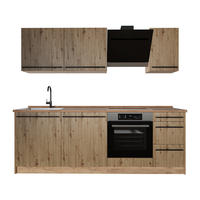 KÜCHENZEILE R-Line, Artisan-Eiche/Goldkraft Eiche, 220 cm Arbeitsplatte Goldkraft Eiche - Honigeiche/Eiche Artisan, Holzwerkstoff (220/81.6/60cm) - Vicco