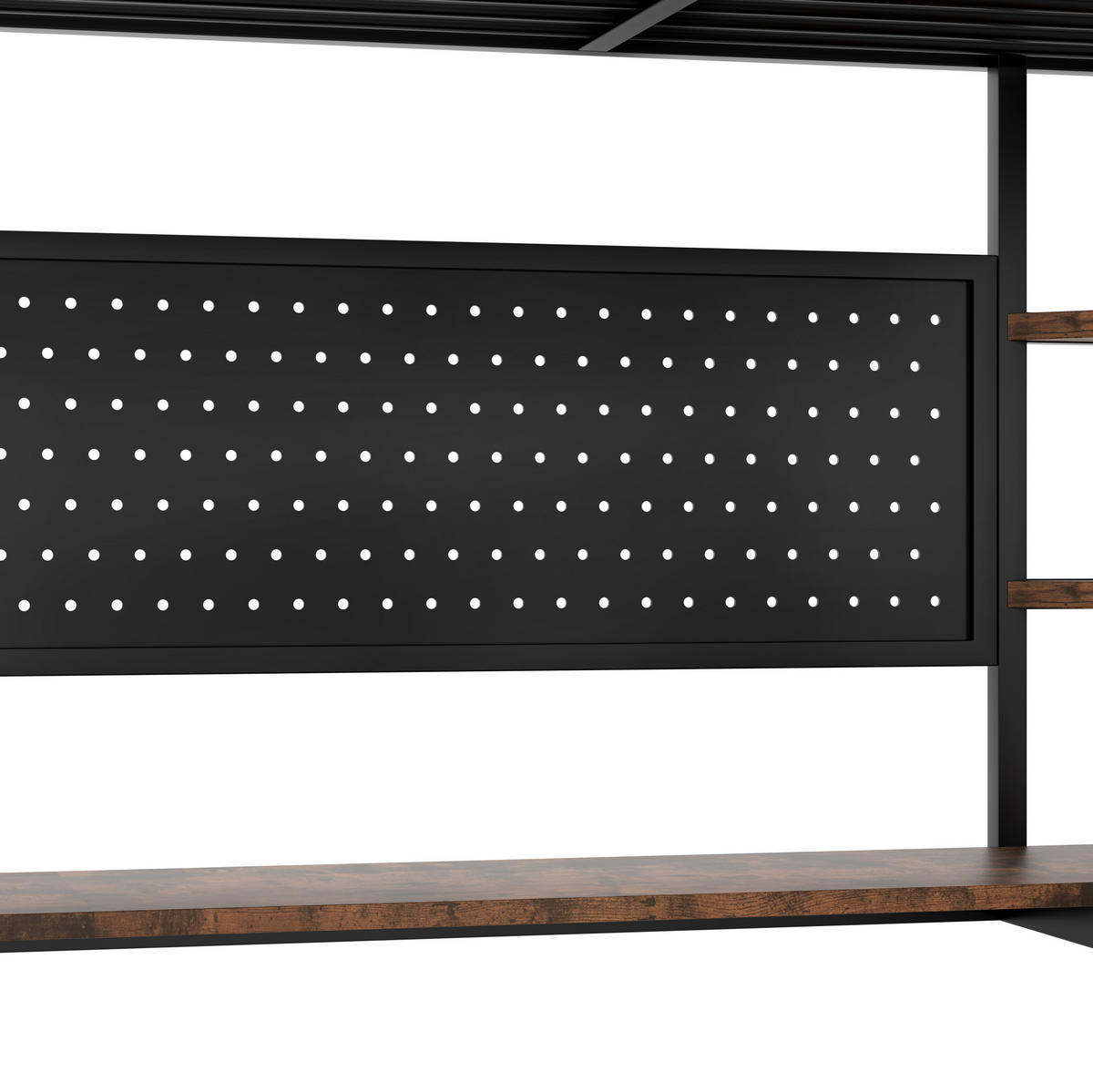 HOCHBETT 140/200 cm, Schwarz mit Schreibtisch, LED und USB-C - Schwarz, Metall (140/200cm) - MIVRAY