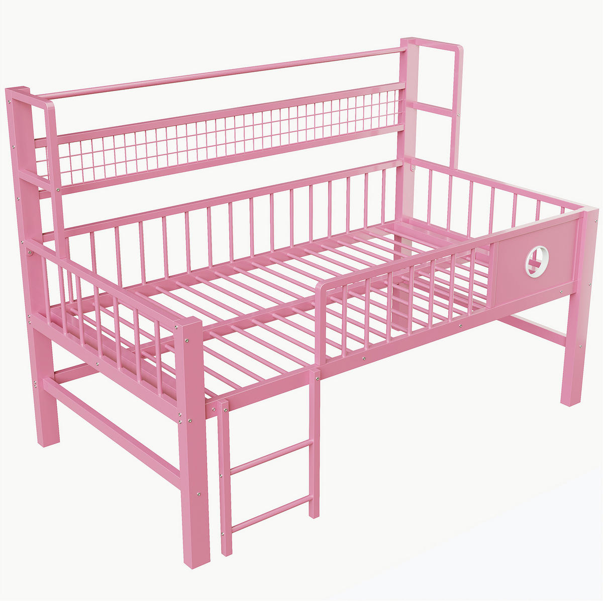 HOCHBETT niedrig 90x200 cm mit Stauraum und Kleiderstange Rosa - Pink, Metall (90/200cm) - Beauniv