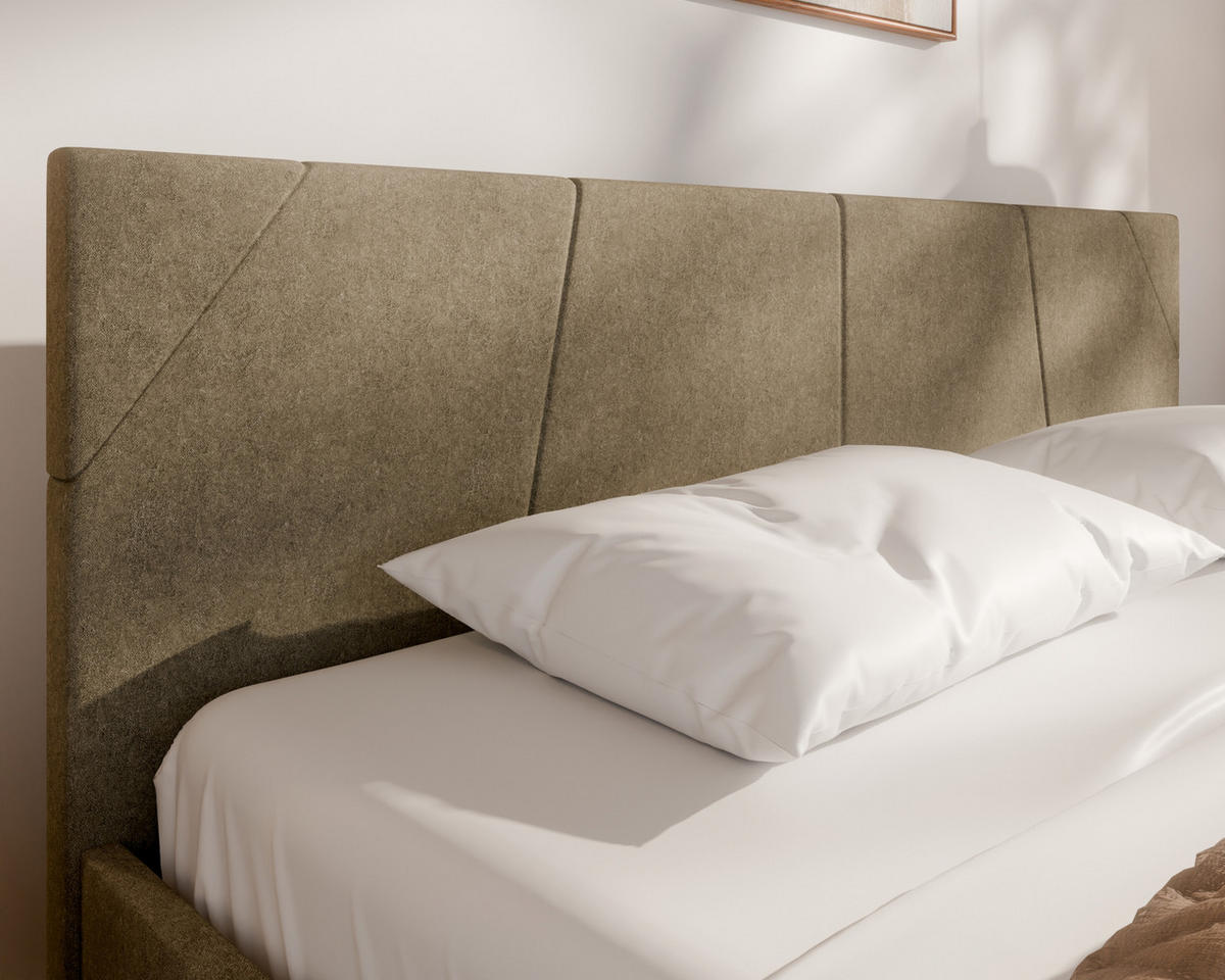 POLSTERBETT ALMORE 160x200cm Elegantes Polsterbett für modernen Wohnstil , 7-Zonen-Taschenfederkernmatratze mit kokos ARLAN (21 cm), cappuccino - Cappuccino, Holz (160/200cm) - Homesy