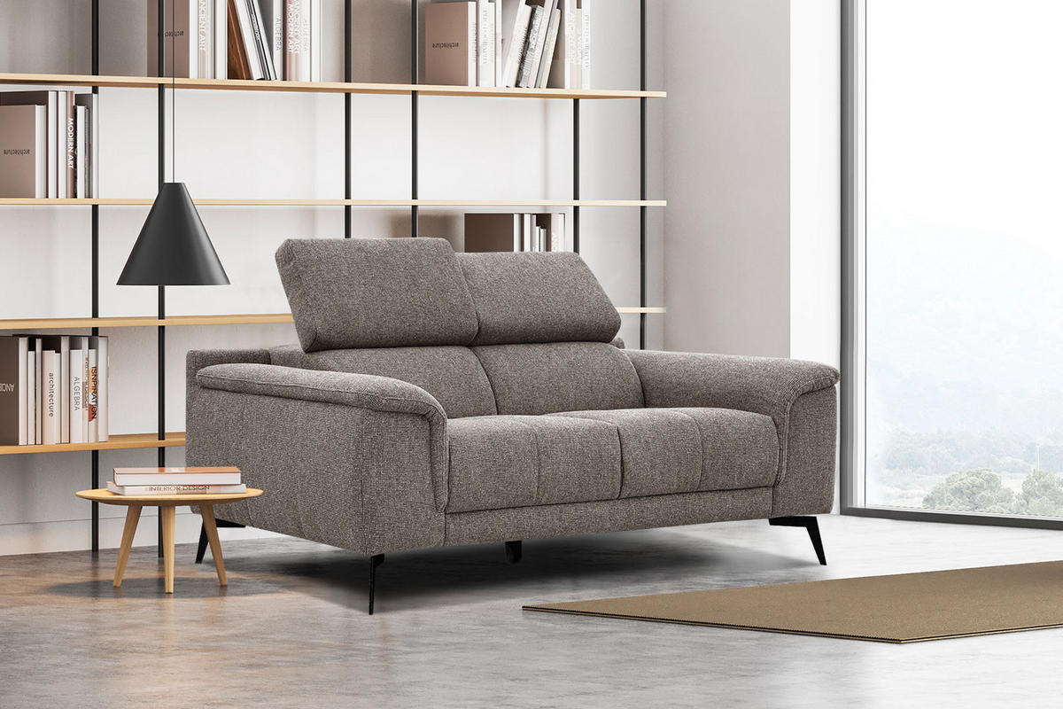 SOFA FIERO 2-Sitzer, taupe - Taupe/Schwarz, Holzwerkstoff/Textil (170/82/103cm) - Courtois Laville
