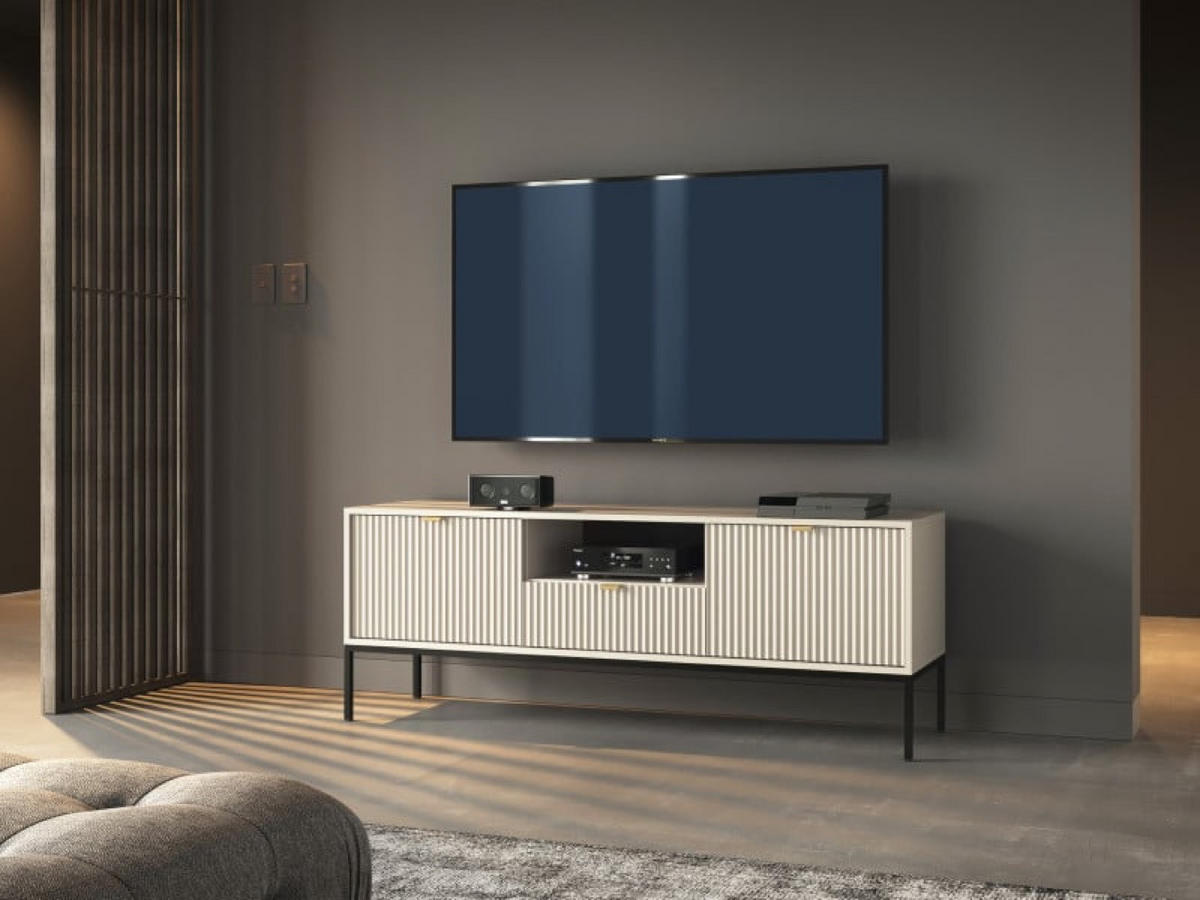 TV-SCHRANK Kaschmir Schwarz NEW RTV - Ecru, Holzwerkstoff (154/56/39cm) - Sepro Meble
