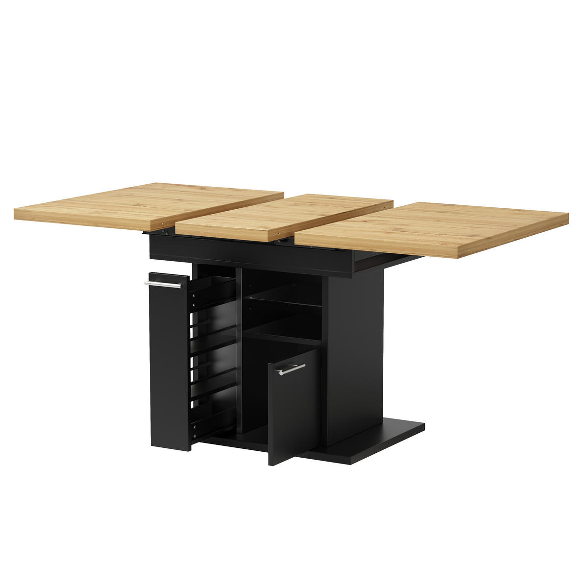 ESSTISCH ausziehbar 110-140/80/77,2 cm mit LED DE-39633 Holzoptik - Schwarz, Holzwerkstoff (80/140/77.2cm) - ComfortXL