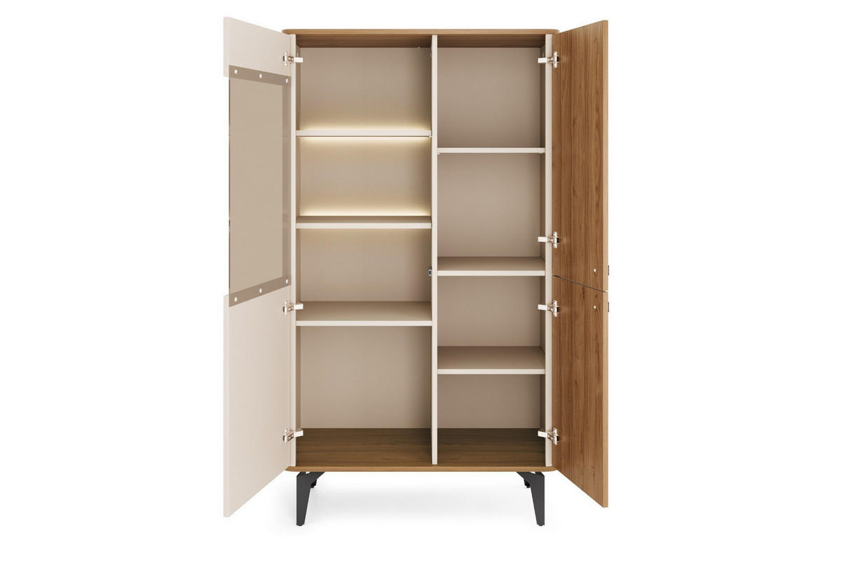 VITRINE AURO 03 88/156/40 cm in Kaschmir / Royal Nussbaum mit LED - Kaschmir/Nussbaumfarben, Holzwerkstoff (88/156/40cm) - Deine Möbel 24