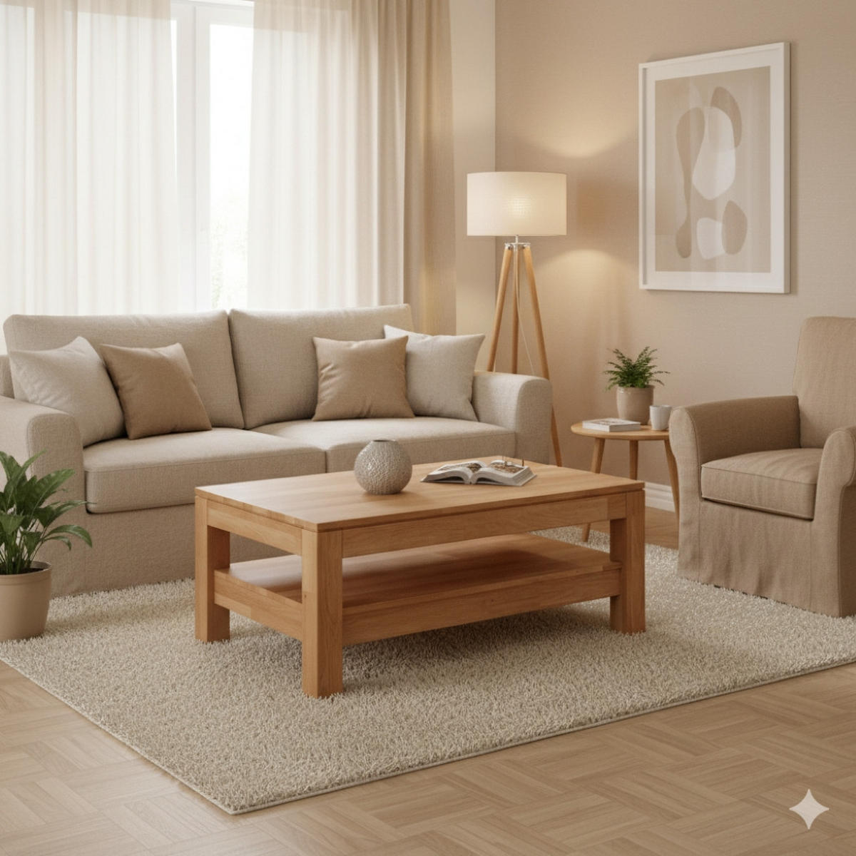 COUCHTISCH Viborg - Buchefarben, Holz (110/70/45cm) - kiki design