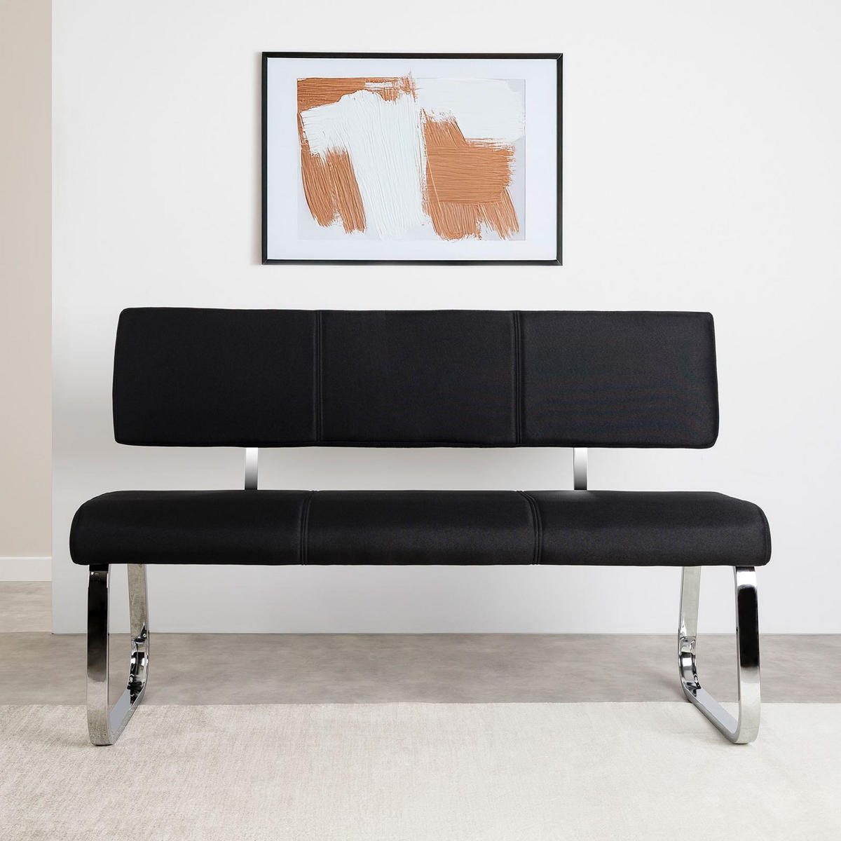 ESSZIMMERBANK VILAS schwarz - Schwarz, Textil/Metall (135/56/87cm) - IDIMEX