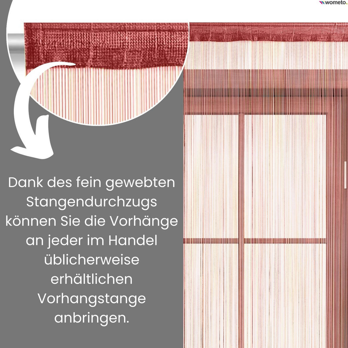 FADENVORHANG dunkelrot 245/90 cm Stangendurchzug kürzbar - Bordeaux, Textil (90/245/1cm) - wometo