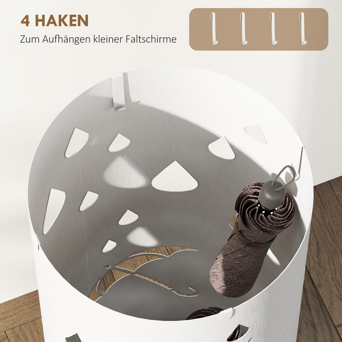 SCHIRMHALTER Stahl Weiß - Weiß, Metall (17/41/17cm) - HOMCOM