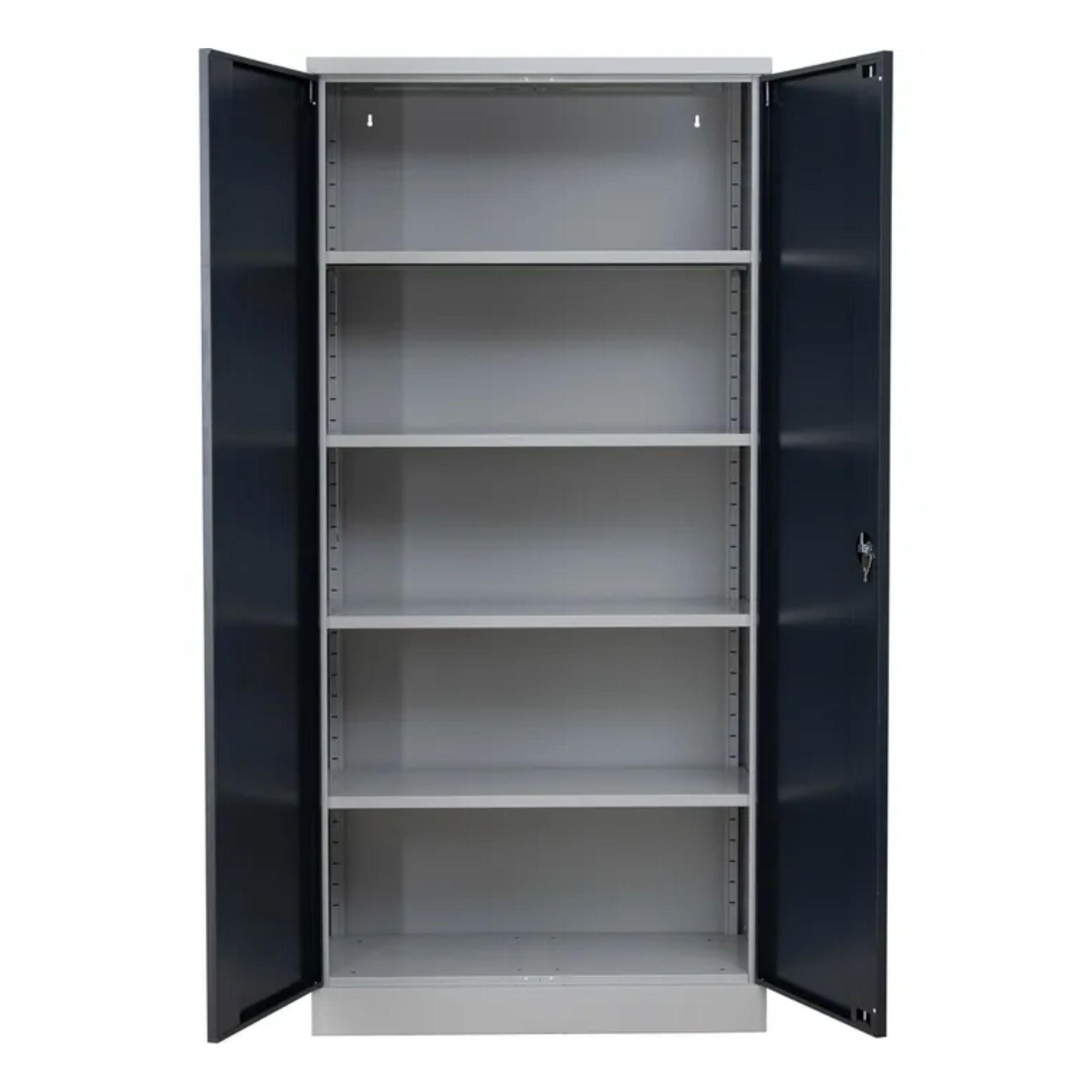 STAHLSCHRANK Bee mit 4 lackierten Fachböden 195x92x42 cm Korpusfarbe Lichtgrau Frontfarbe Anthrazit - Anthrazit, Metall (92/195/42cm)