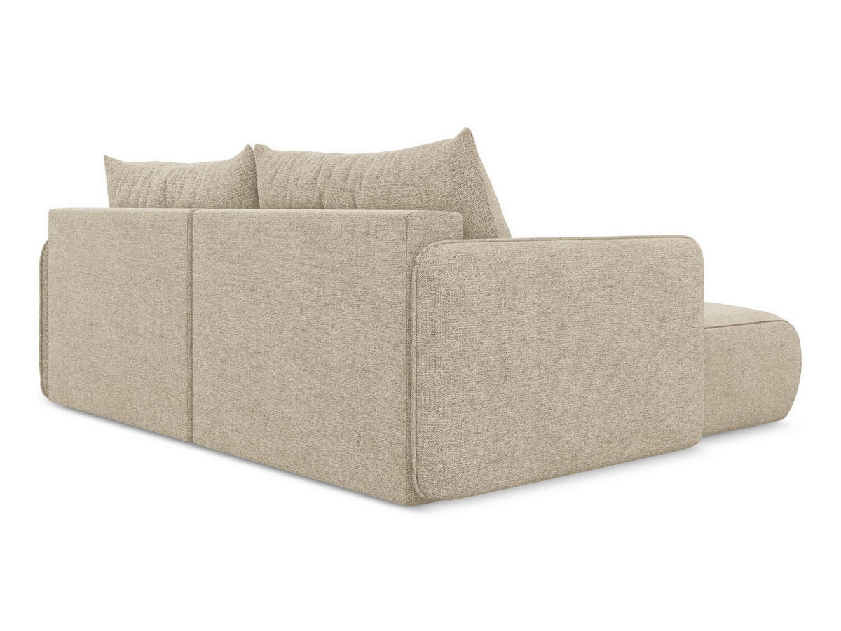 ECKSOFA mit Schlaffunktion Chenille Stoff Beige - Beige/Schwarz, Kunststoff/Textil (148/207cm) - Makamii
