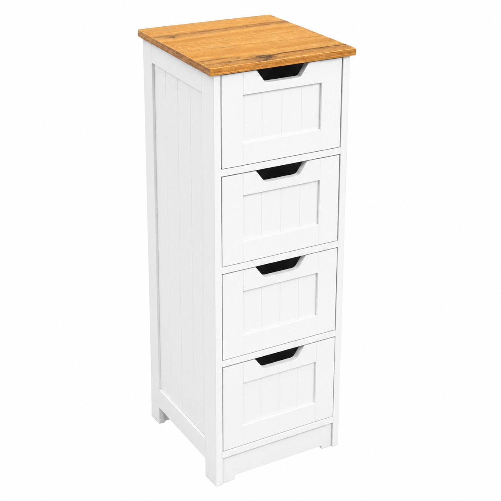 BADEZIMMERSCHRANK MDF Weiß Eiche 4 Schubladen 30x30x81 cm - Eichefarben/Weiß, Holzwerkstoff (30/81/30cm) - Begryf