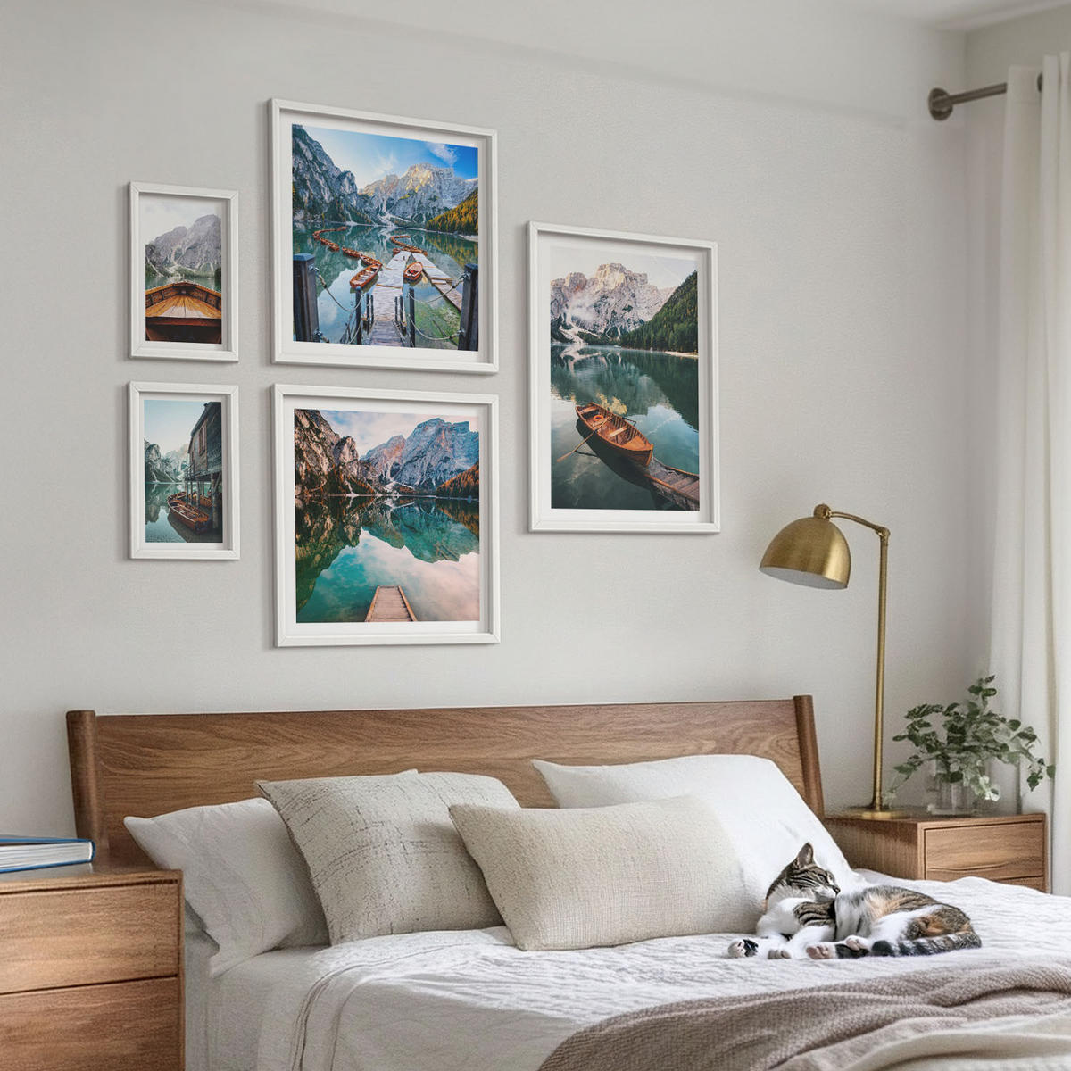 BILDER SET 5er Set - 50x50 cm & 20x30 cm & 40x60 cm Weißer Rahmen - Zarte Rosenblüten für die Küche - Weiß, Kunststoff (40/60cm) - TULUP