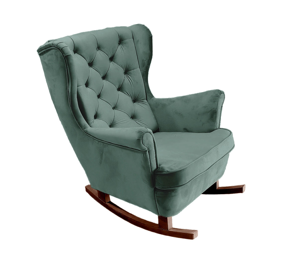 SCHAUKELSESSEL mit gepolstertem Sitz und Armlehnen, 102x81x95 cm, Grün_29853 - Smaragdgrün/Braun, Holz/Textil (81/102/95cm) - DomoHome