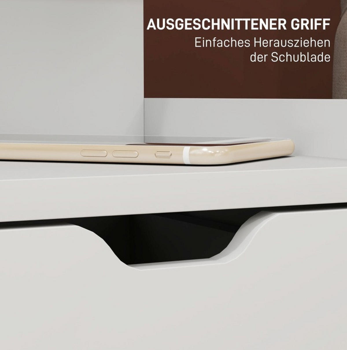 NACHTTISCH 40/30/60 cm weiß aus Holzwerkstoff mit 2 Schubladen - Weiß, Holz (30/60/40cm) - OKWISH