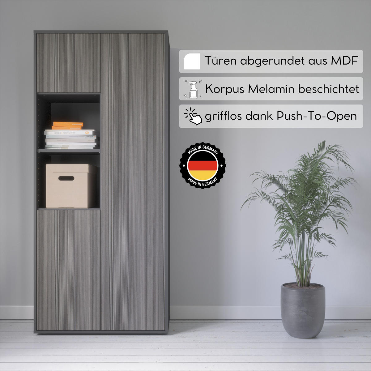 AKTENSCHRANK Amira T20 Avola Anthrazit 180/80/40 cm - Anthrazit, Holzwerkstoff (80/180/40cm) - SIMPLYFURN